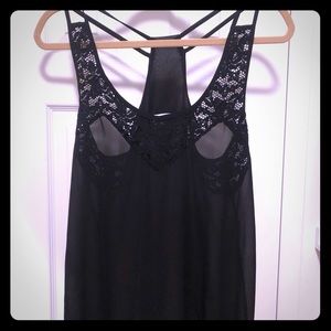 Sexy Lace Detail Black Tank Top